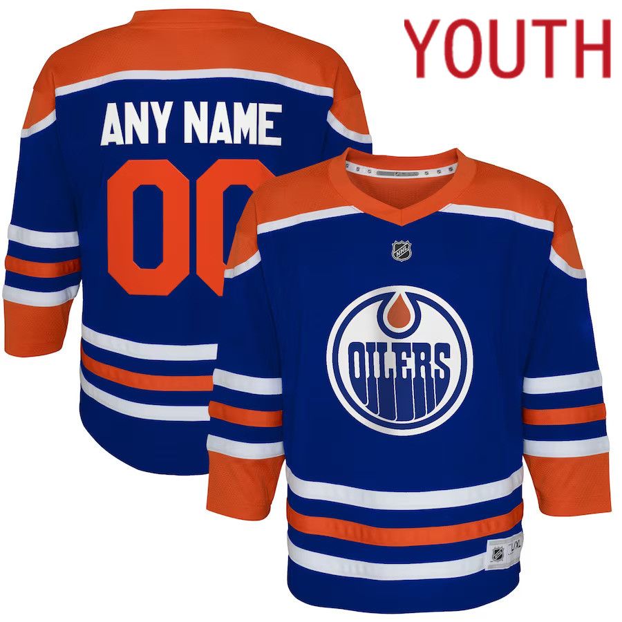 Youth Edmonton Oilers Royal Home Replica Custom NHL Jersey->customized nhl jersey->Custom Jersey